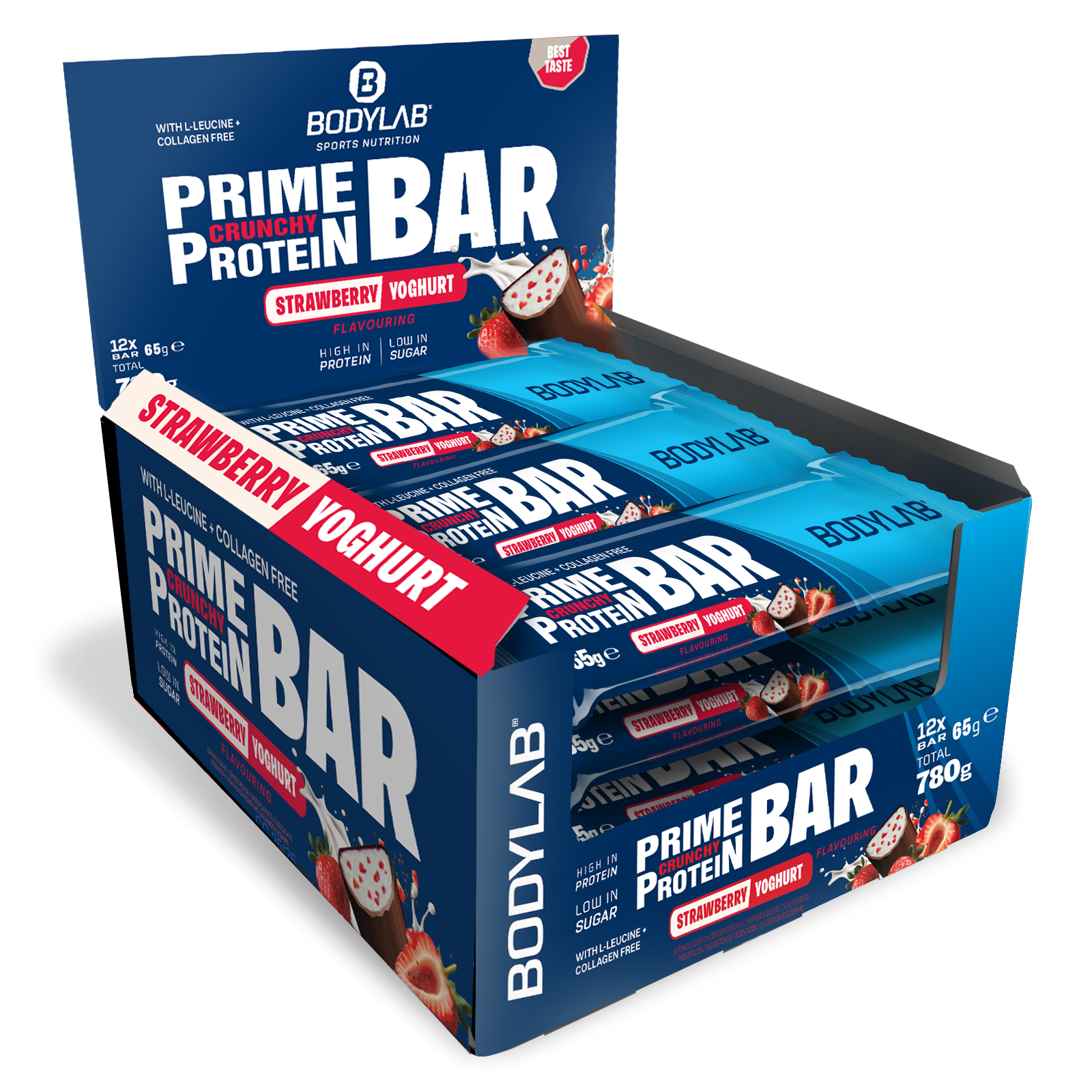 Prime Crunchy Protein Bar - 3g Leucin (12x65g) Strawberry Yoghurt