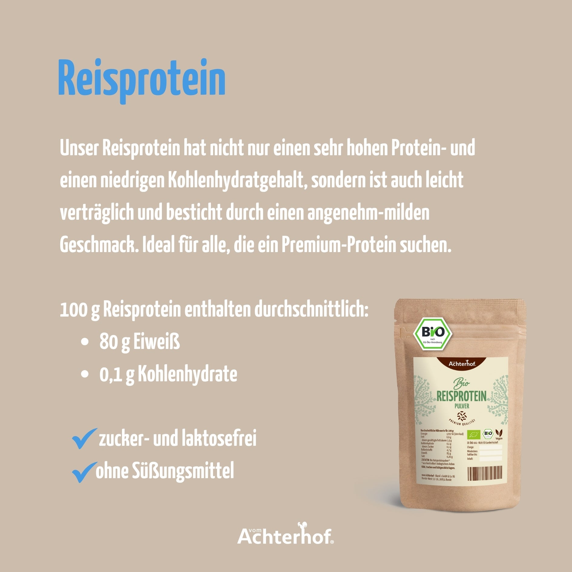 Reisprotein Pulver Bio (250g)
