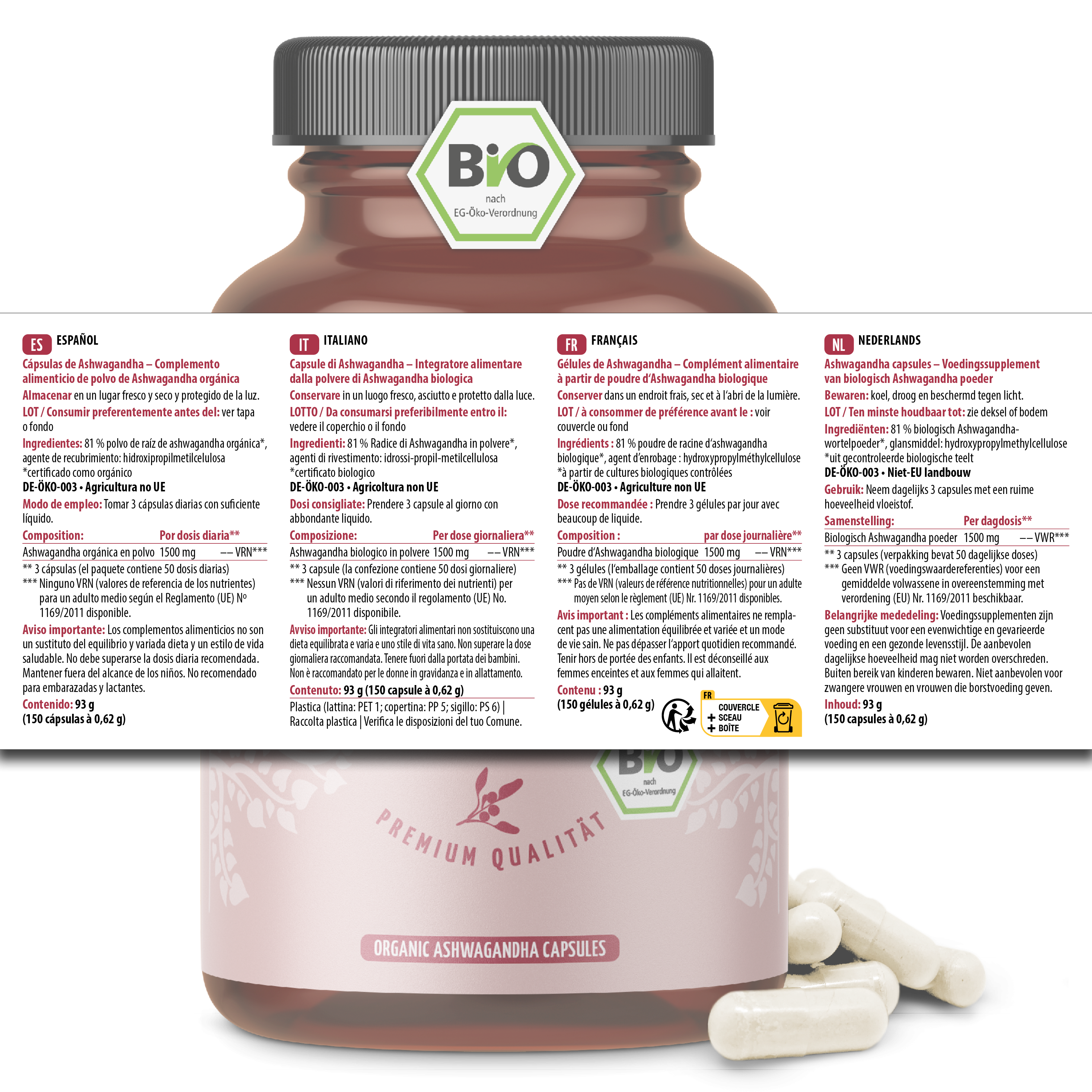 Ashwagandha Kapseln Bio (150 Kapseln)