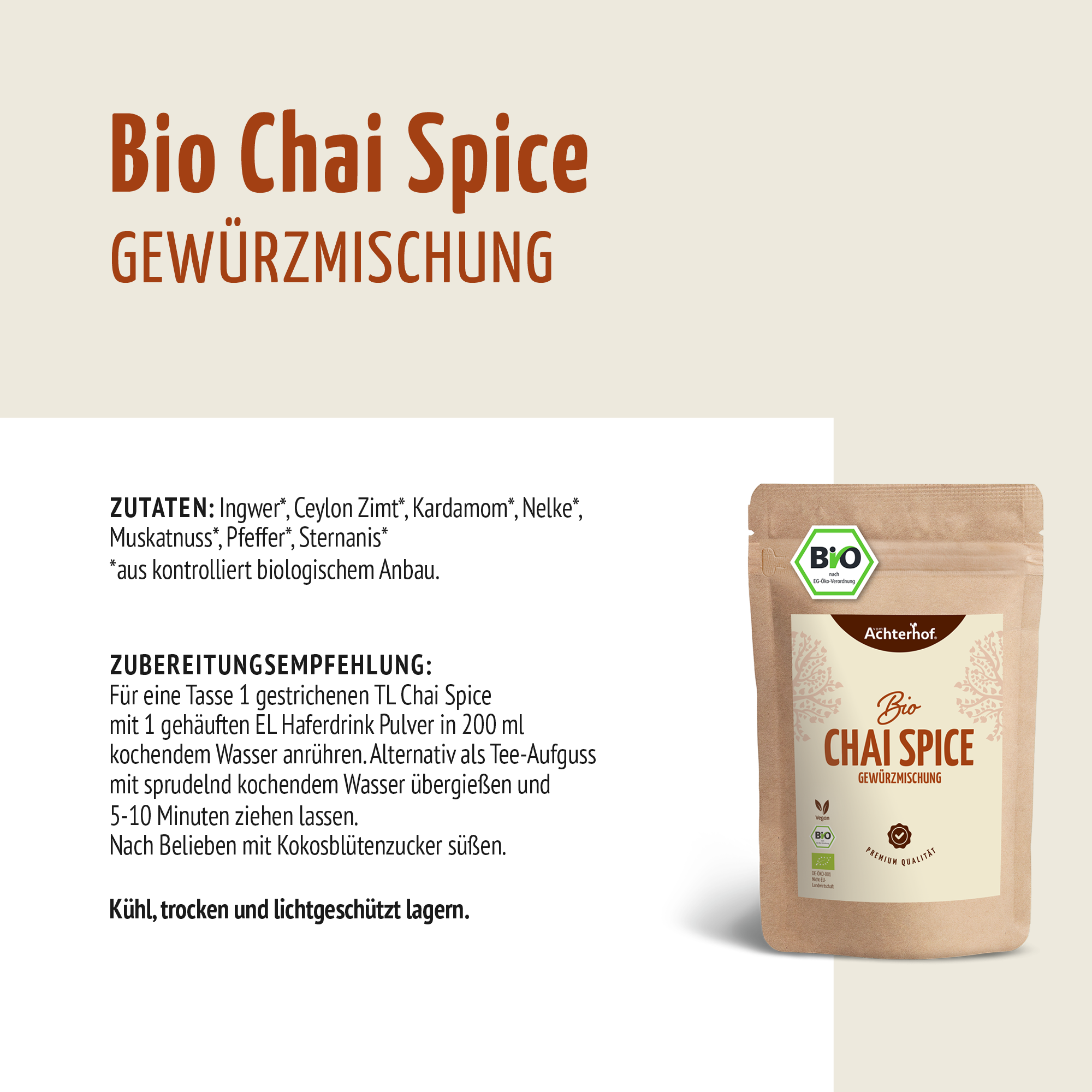 Bio Spicy Chai Gewürzmischung – zuckerfrei (250g)