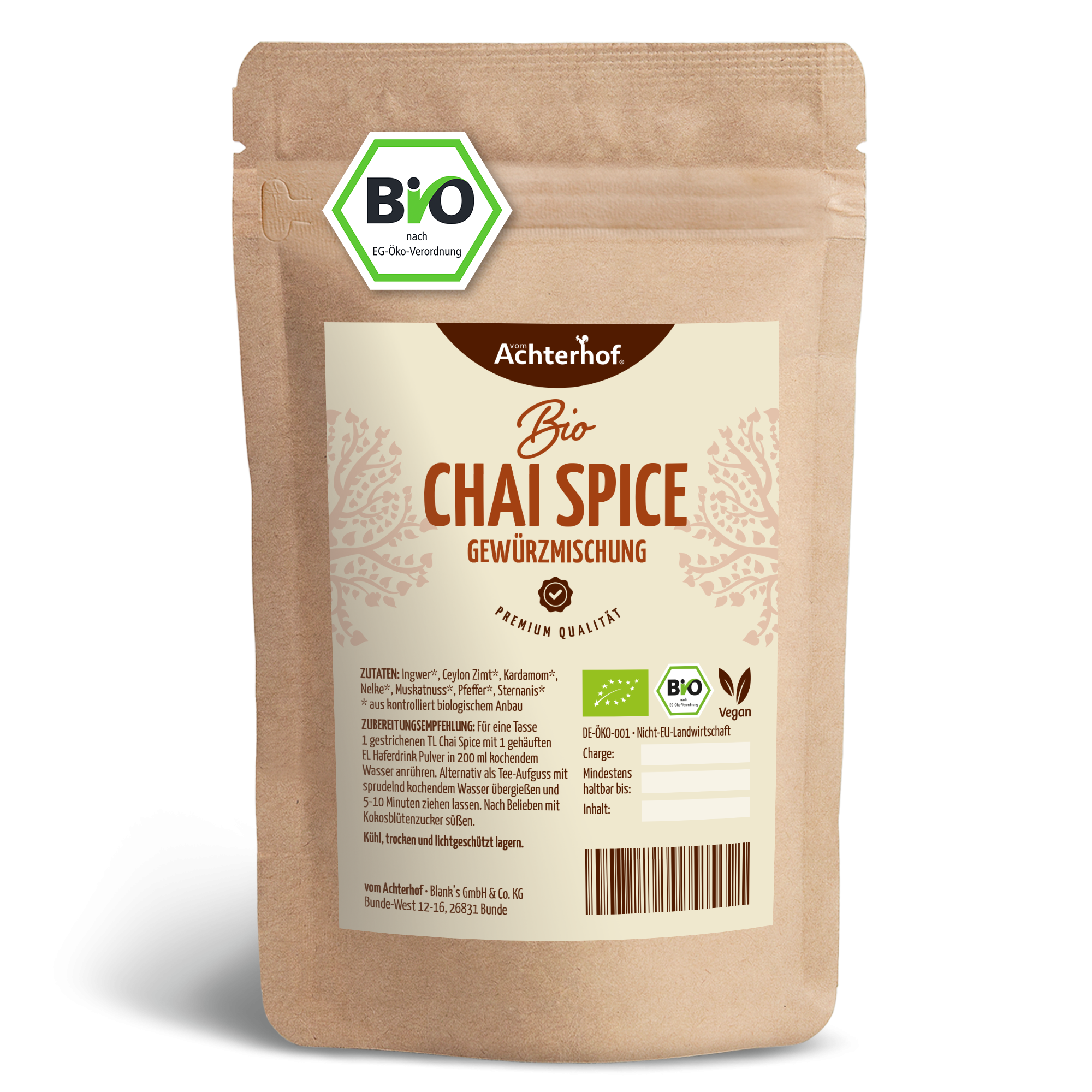 Bio Spicy Chai Gewürzmischung – zuckerfrei (250g)