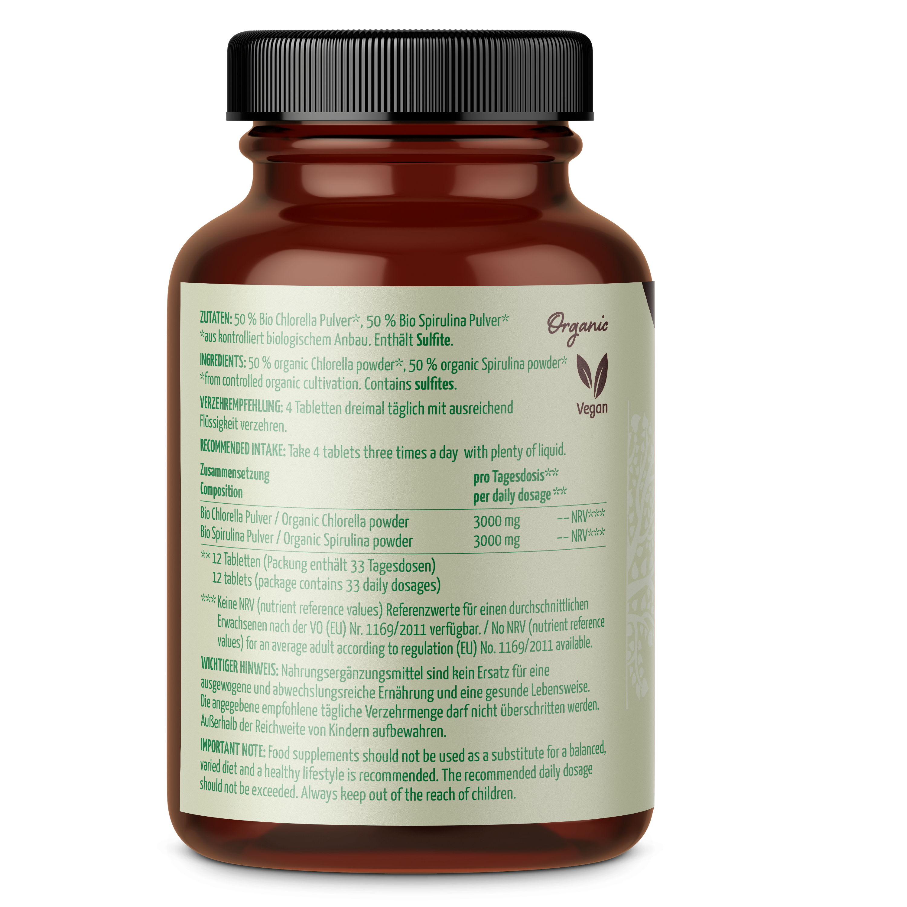 Chlorella & Spirulina Algen Tabletten Bio (400 Tabletten)