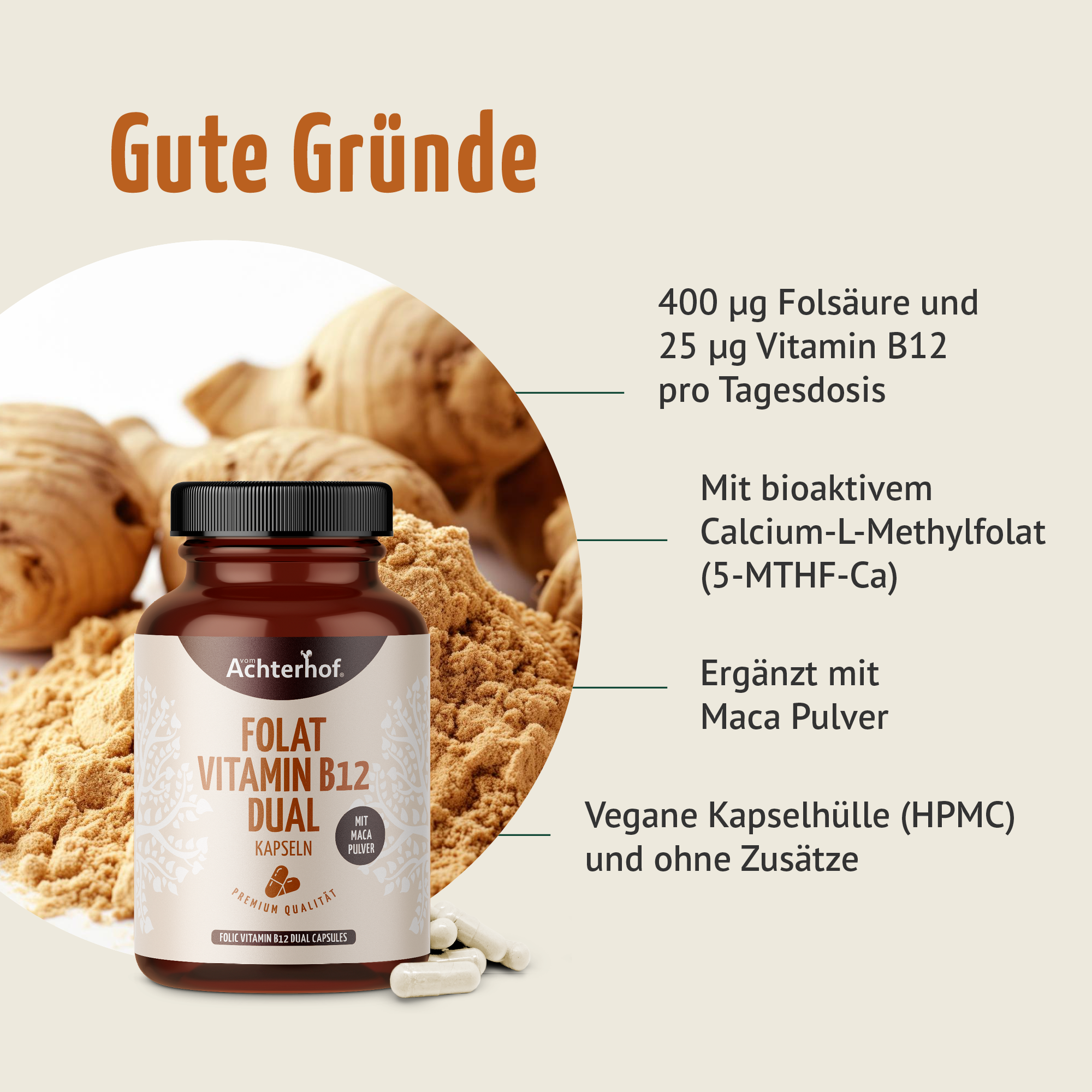 Folat Vitamin B12 Dual Kapseln (120 Kapseln)