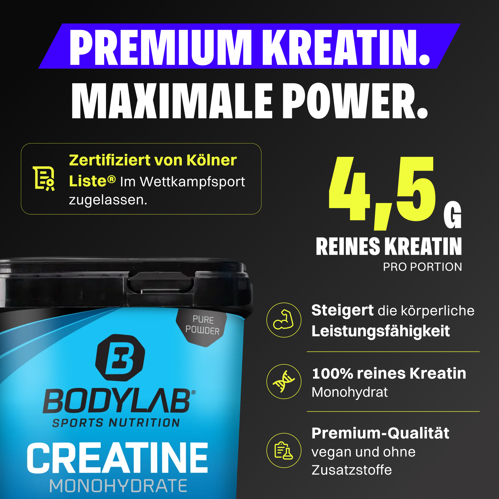 Creatine Monohydrate - 100% Pure Powder (1000g)