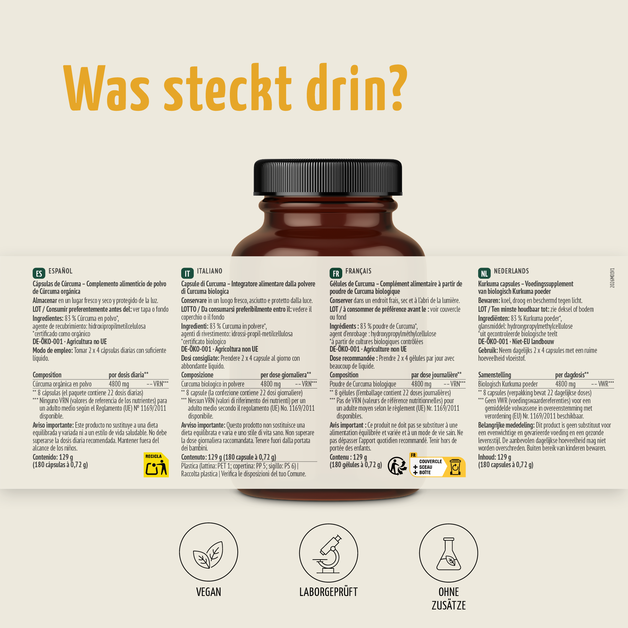 Bio Kurkuma Kapseln (180 Kapseln)