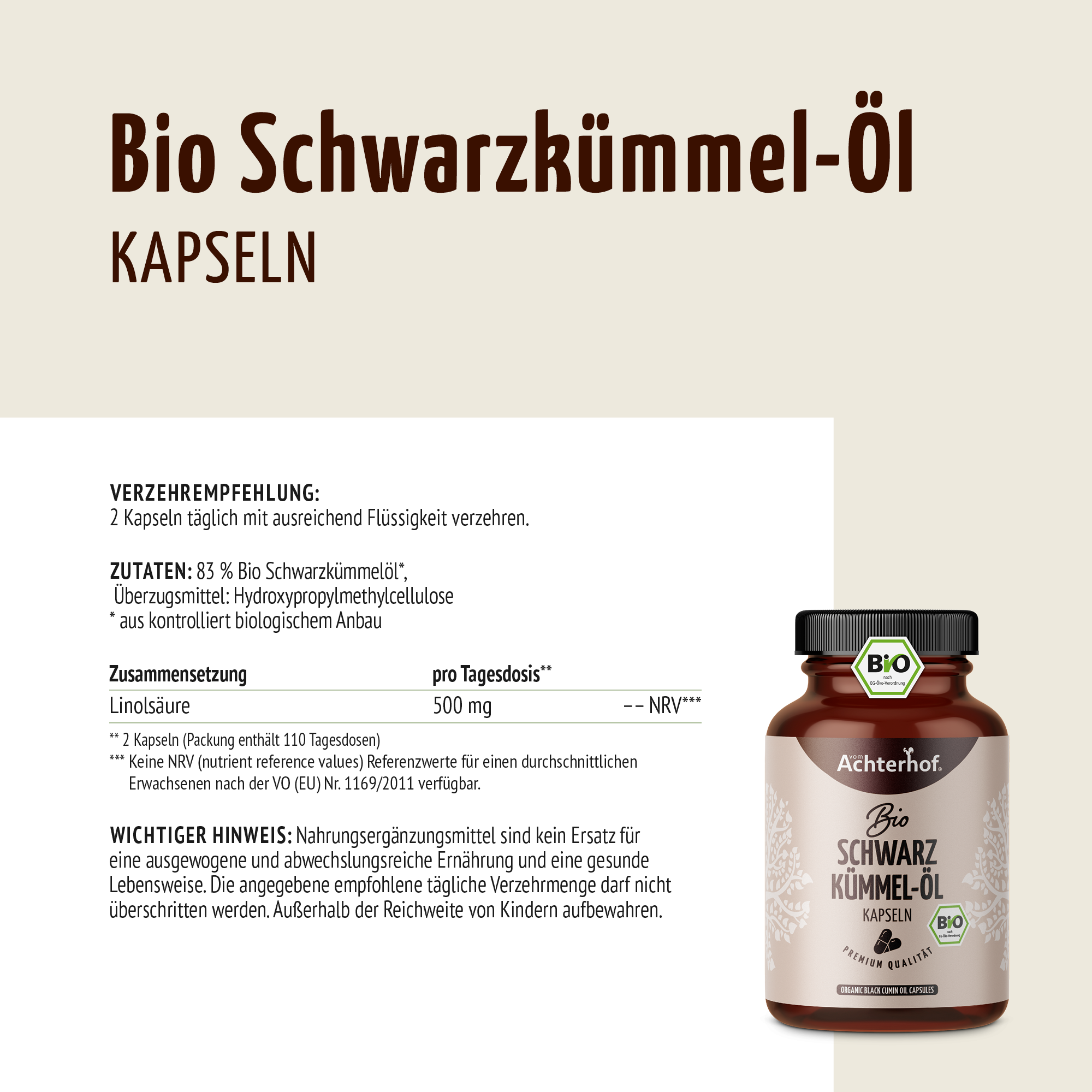 Bio Schwarzkümmel-Öl Kapseln (220 Kapseln)