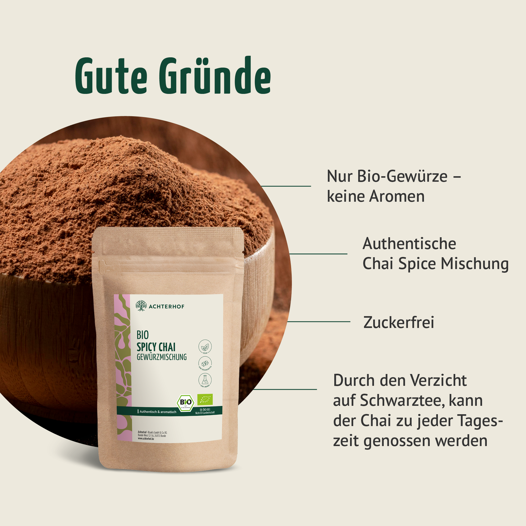 Bio Spicy Chai Gewürzmischung – zuckerfrei (250g)