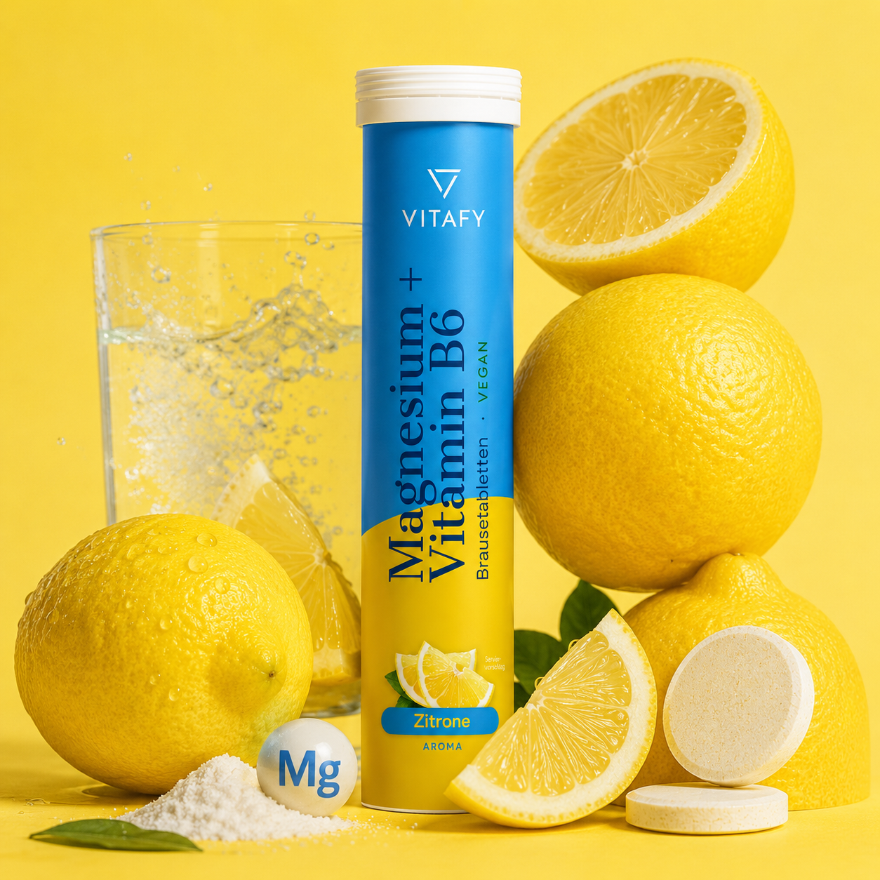 Magnesium + Vitamin B6 - Zitrone (20 Brausetabletten) - 6er Pack