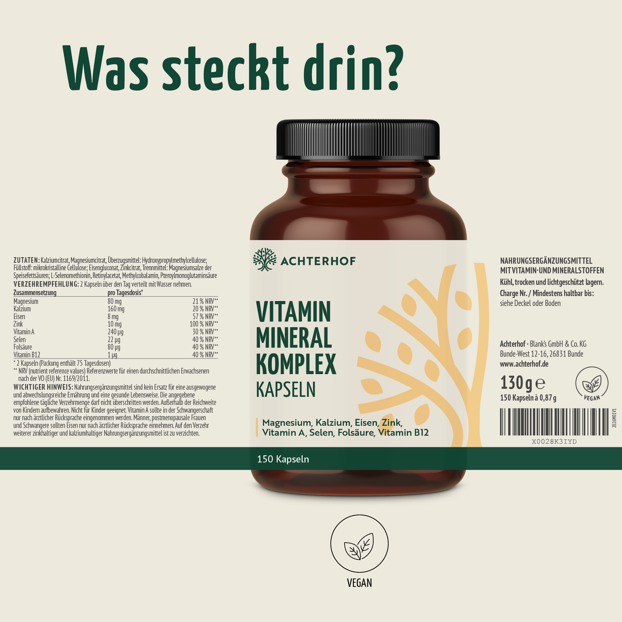 Vitamin Mineral Komplex (150 Kapseln)