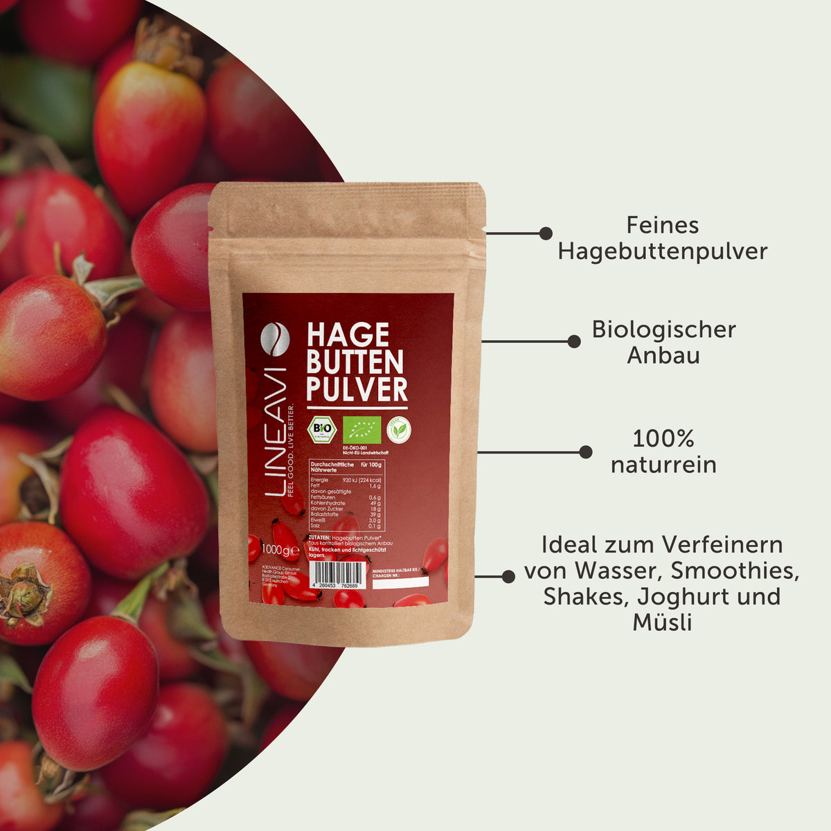 Bio Hagebuttenpulver (1000g)