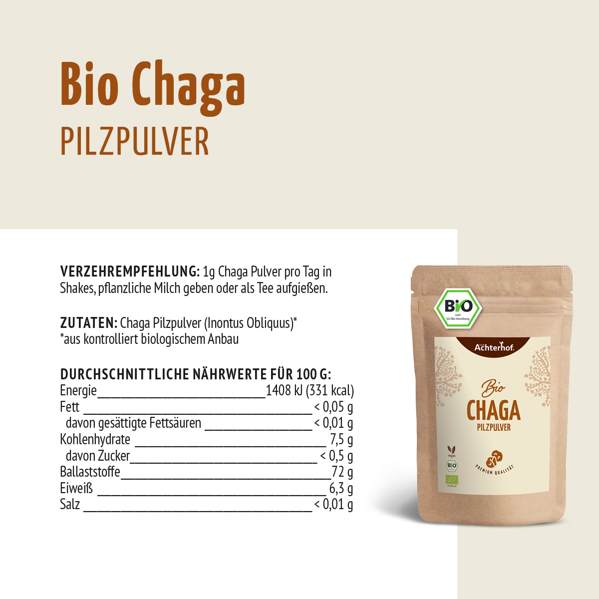Bio Chaga Pilzpulver (100g)