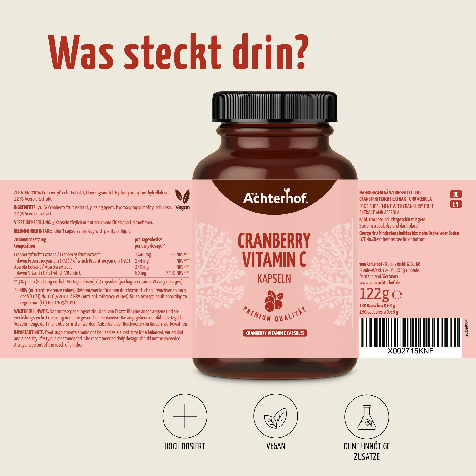 Cranberry Vitamin C Kapseln (180 Kapseln)