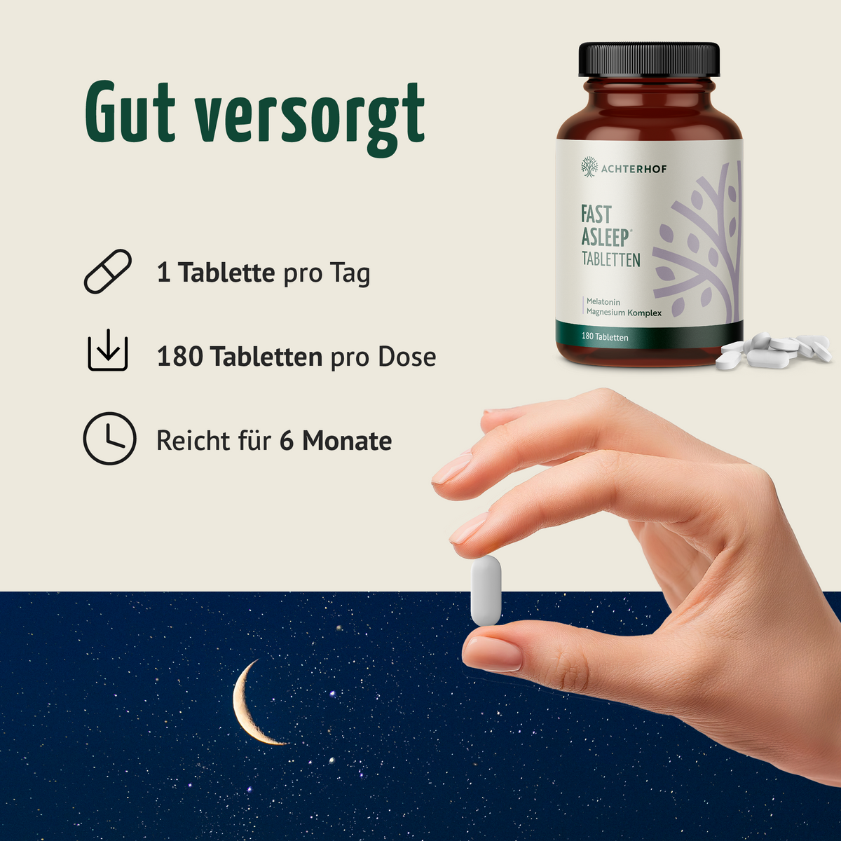 Melatonin Magnesium Komplex Fast Asleep (180 Tabletten)
