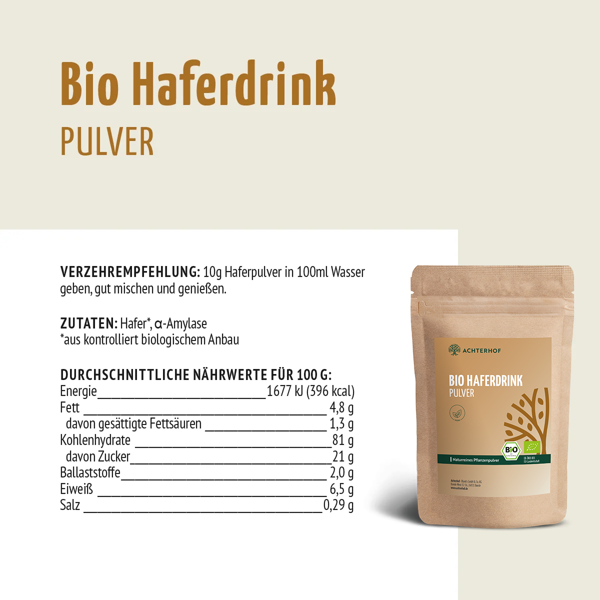 Bio Haferdrink Pulver (250g)