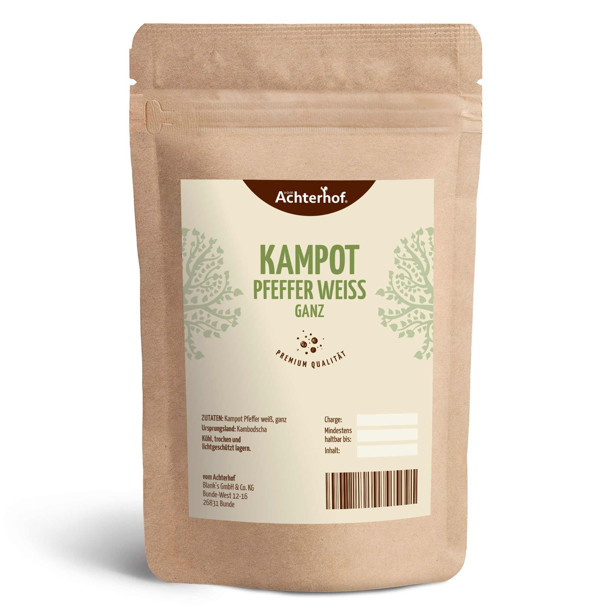 Kampot Pfeffer weiß ganz (100g)