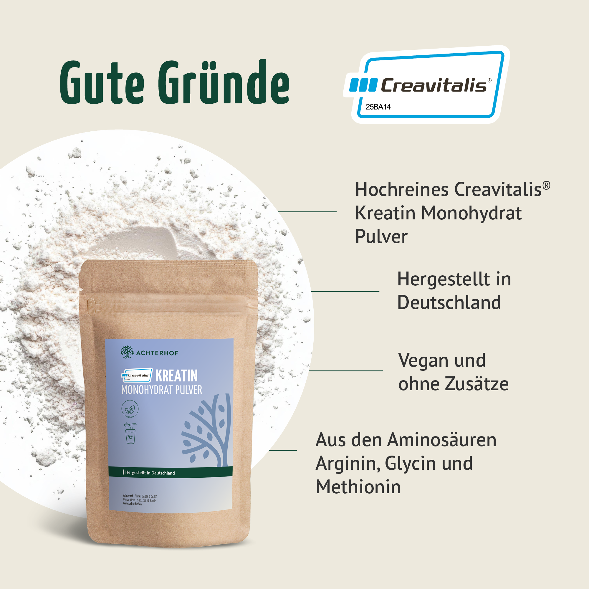 Creavitalis® Kreatin Monohydrat Pulver (250g)