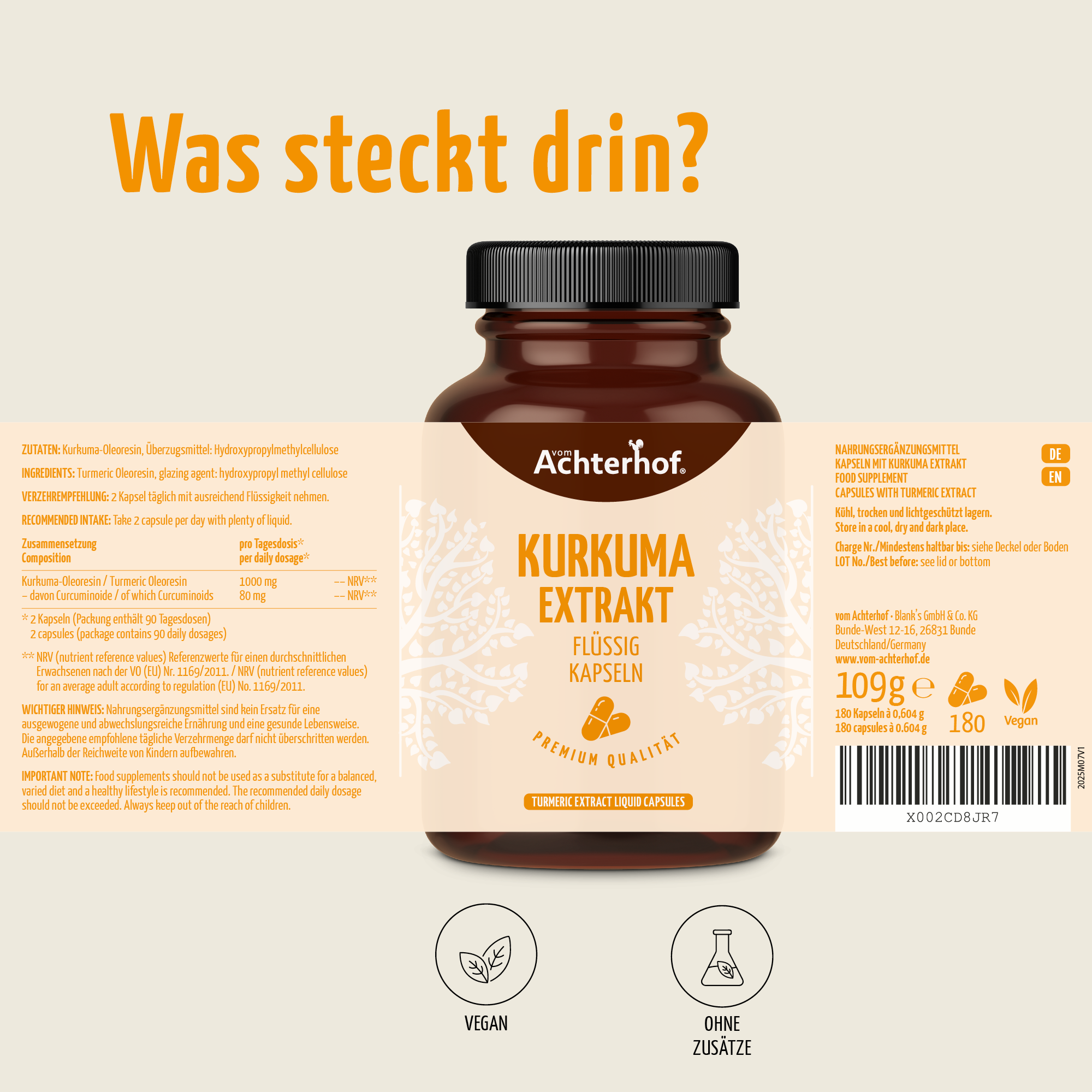 Kurkuma Extrakt Flüssig Kapseln (180 Kapseln)
