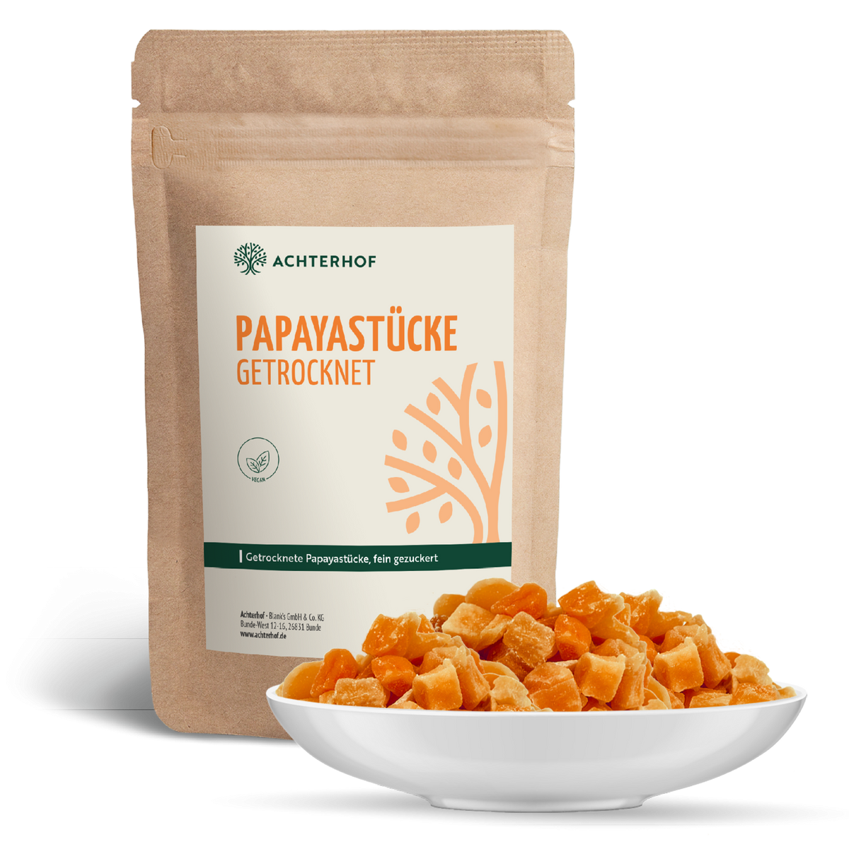 Papayastücke getrocknet & gezuckert (500g)