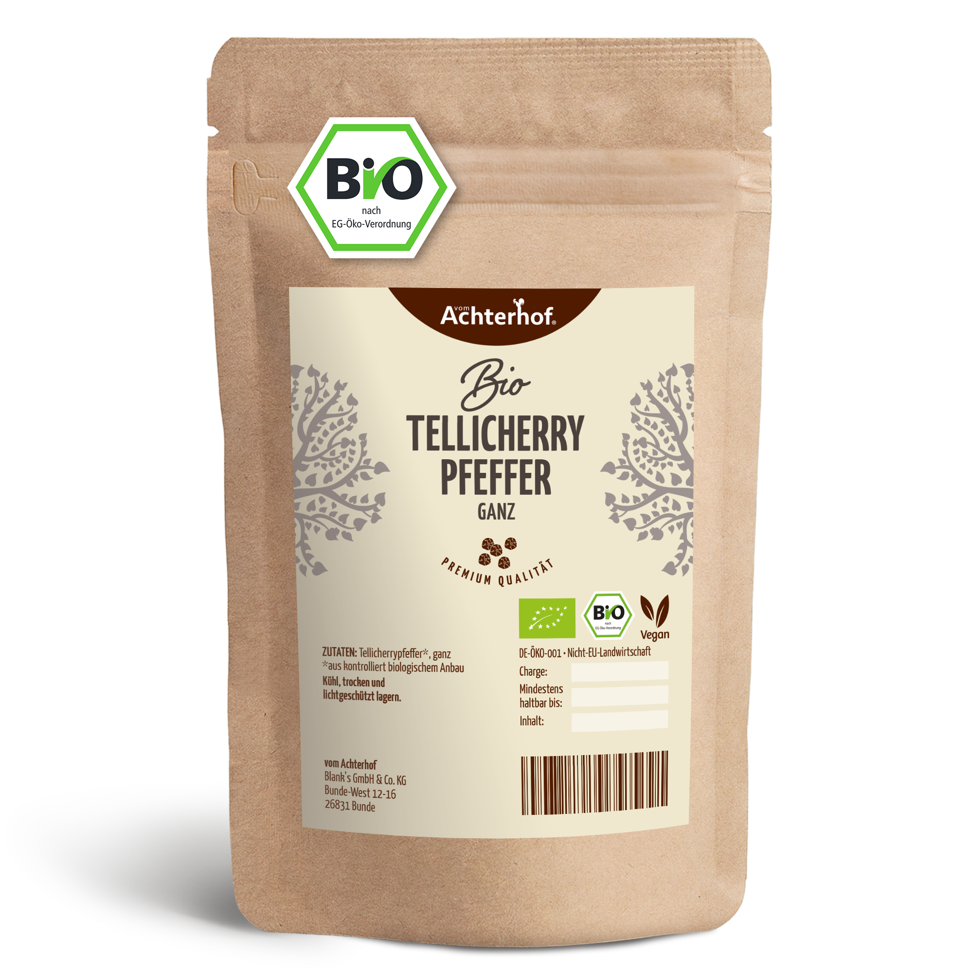 Tellicherry Pfeffer ganz Bio (500g)