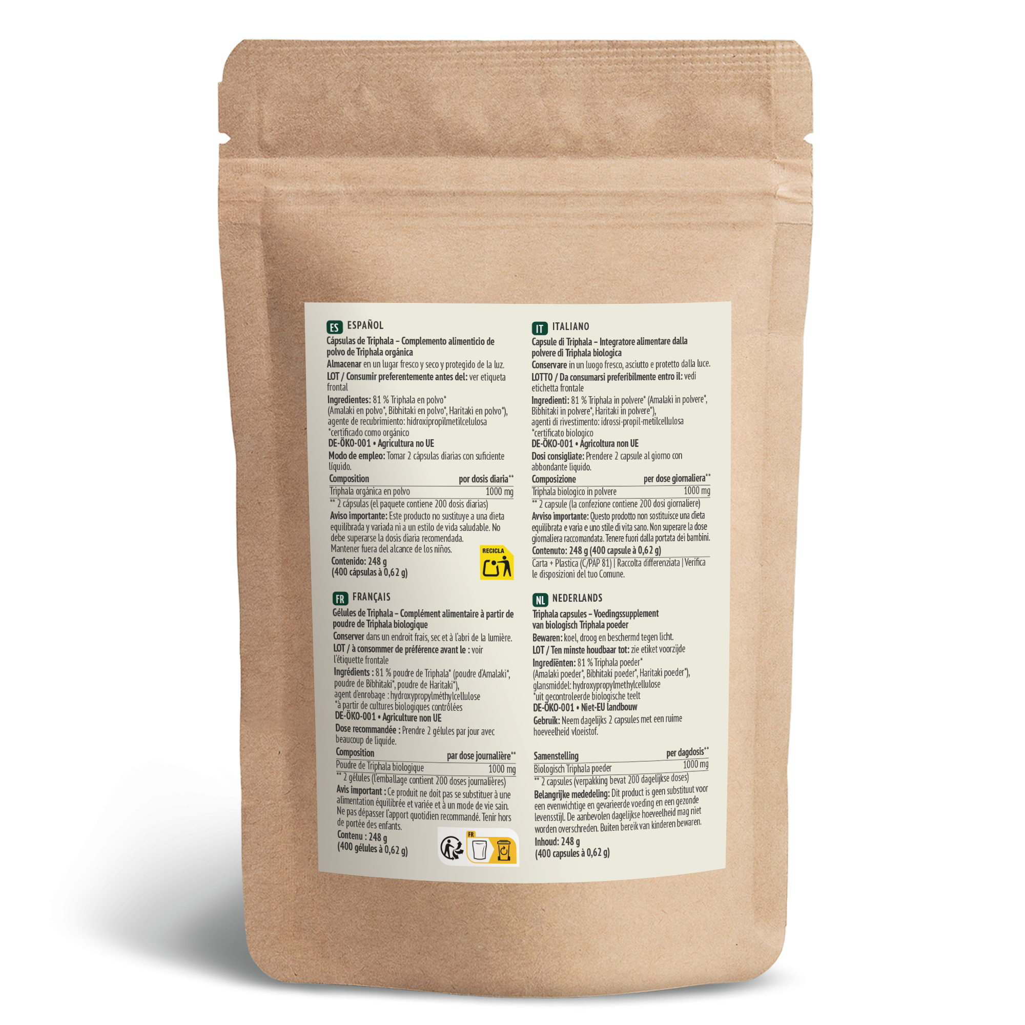 Bio Triphala Kapseln Nachfüllpack (400 Kapseln)